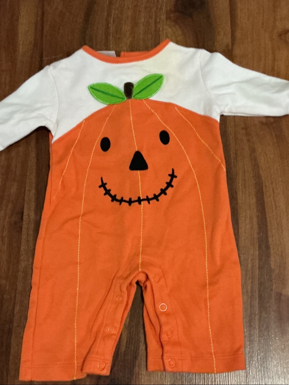 Halloween Orange Pumpkin Appliqué One-Piece for Kids sz 0 3 months great